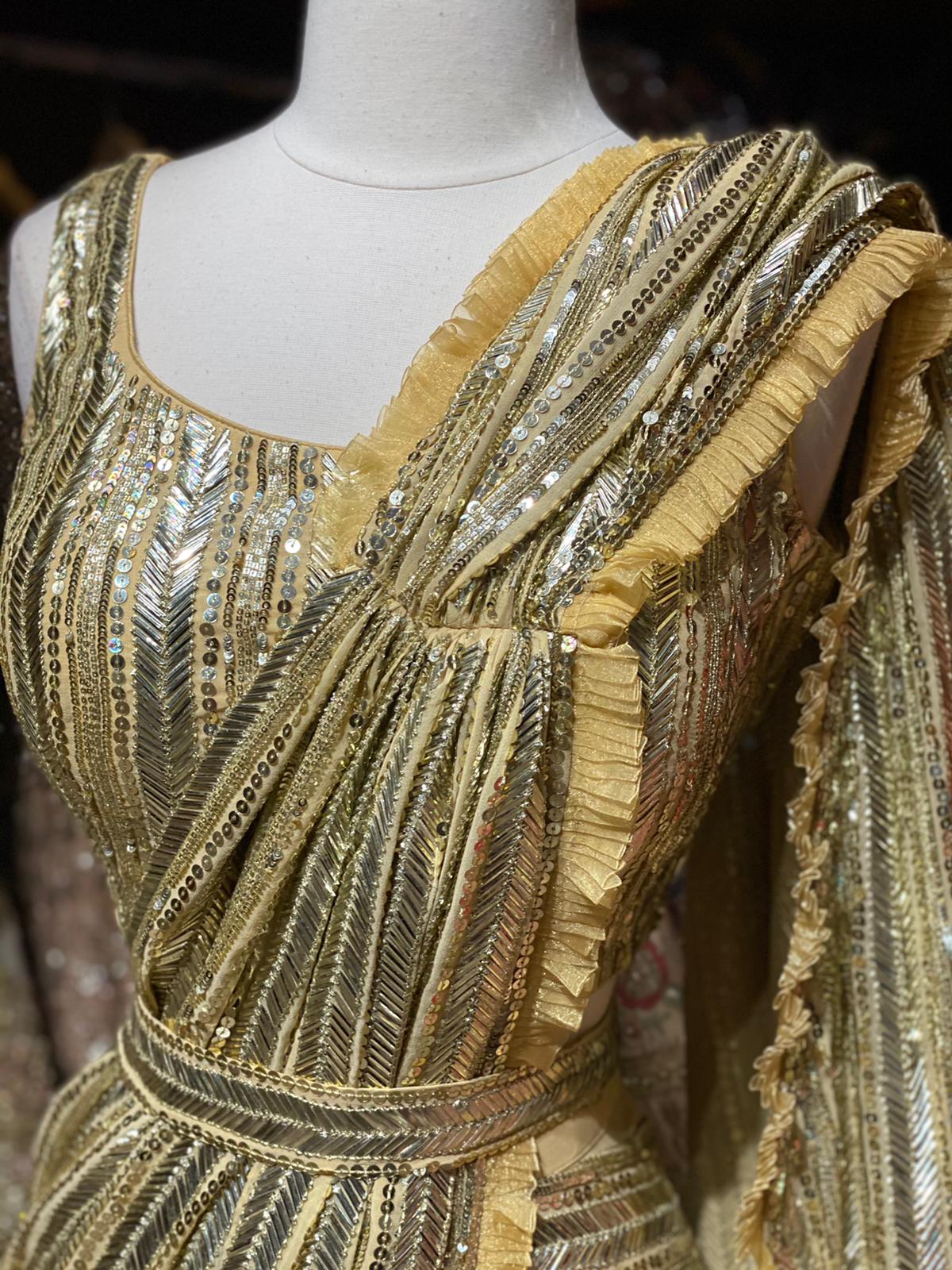 Gold Sequin Saree W/ Readymade Blouse PWS-028