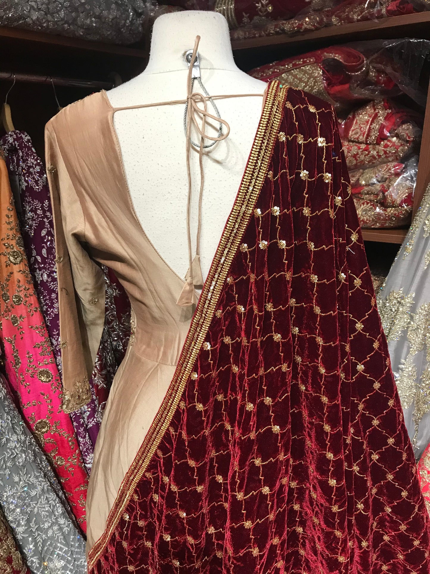 Gold Maroon Size 42 Anarkali