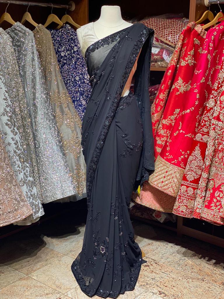 Jade Black Georgette Saree