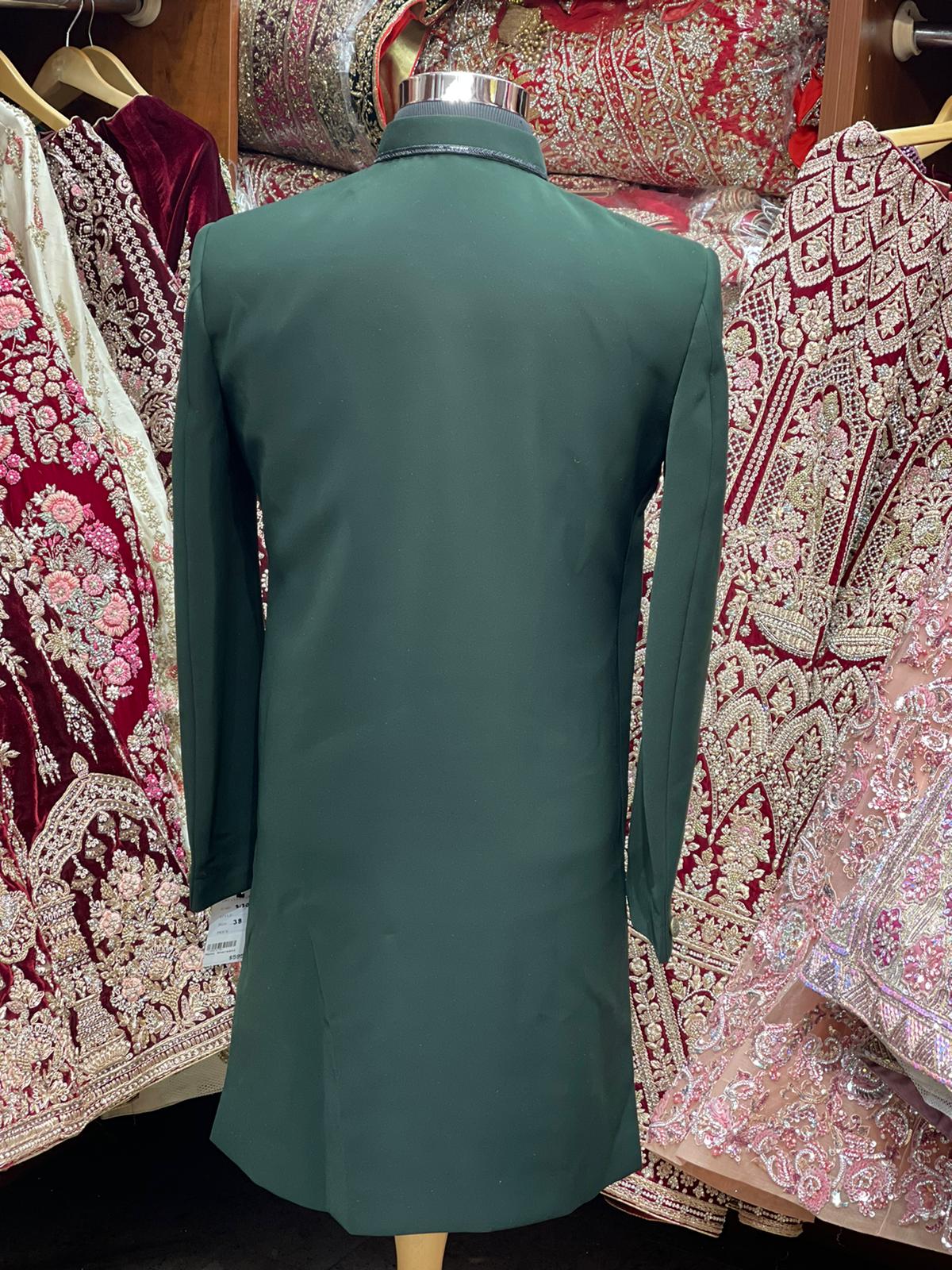 Olive Green Indo Western Sherwani- S1301