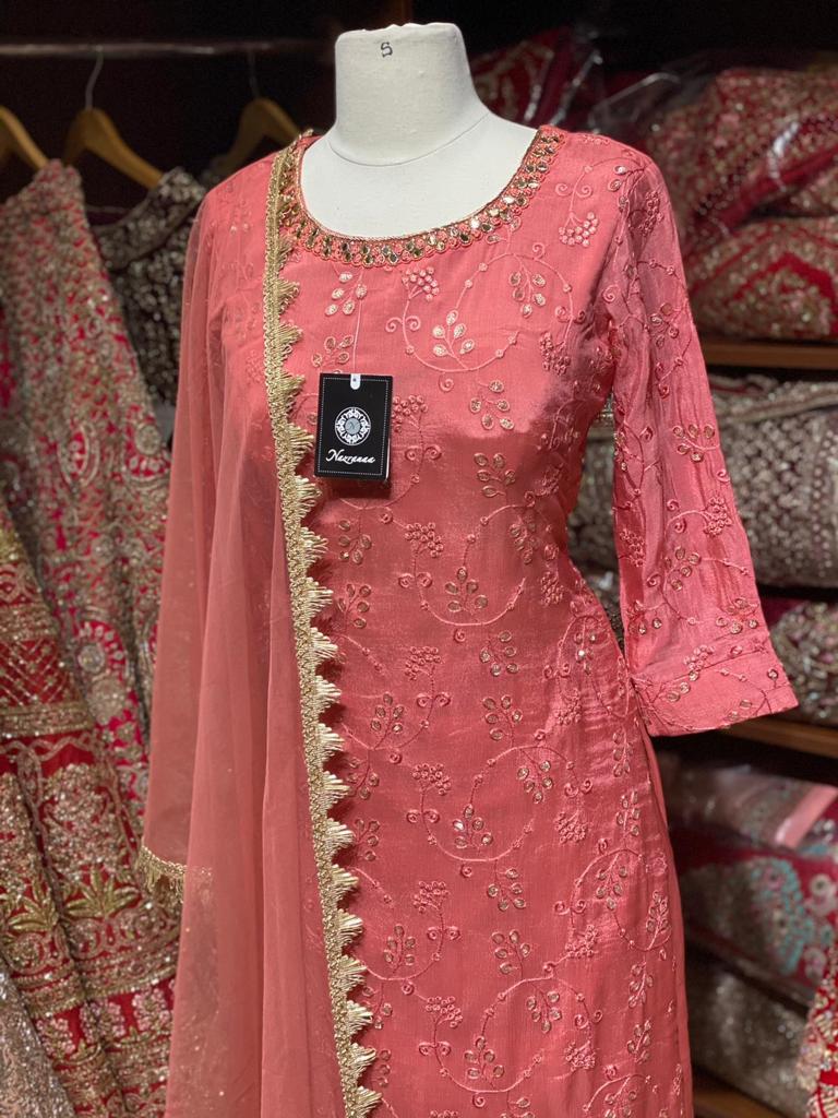 Coral Pink Party Wear Suit Collection PWS-036