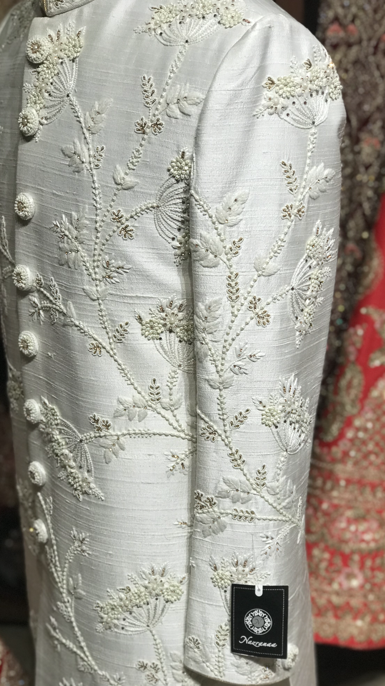 White Raw Silk Sherwani