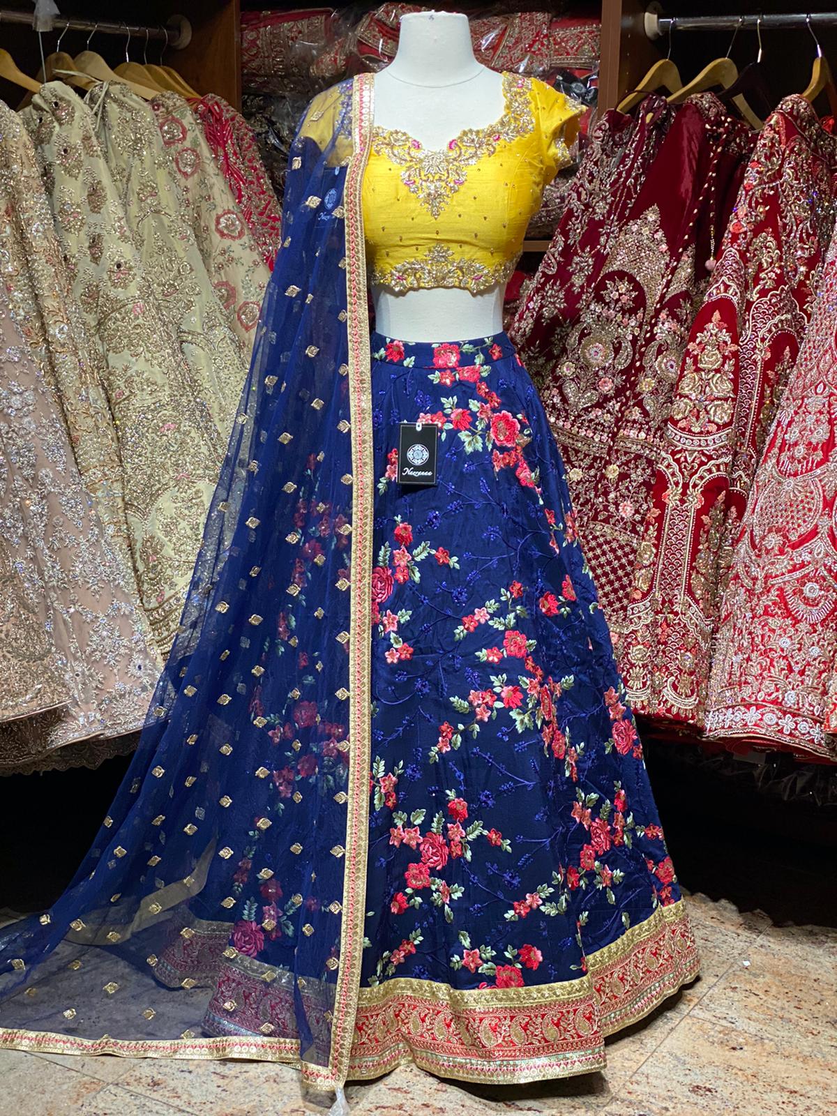 Royal Blue Size 38 Party Wear Floral Lehenga