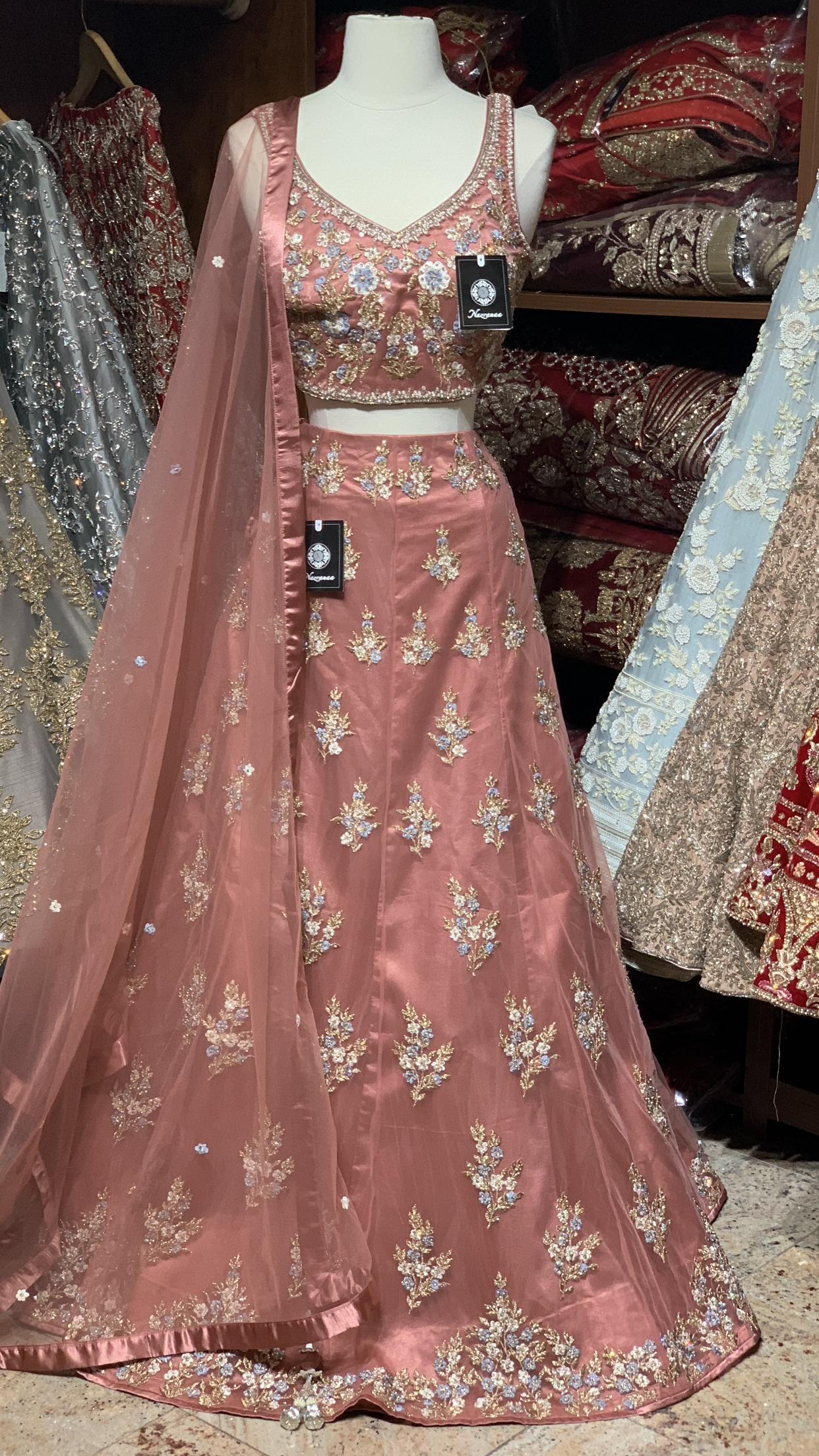 Dusty Rose Size 38 Tulle Lehenga