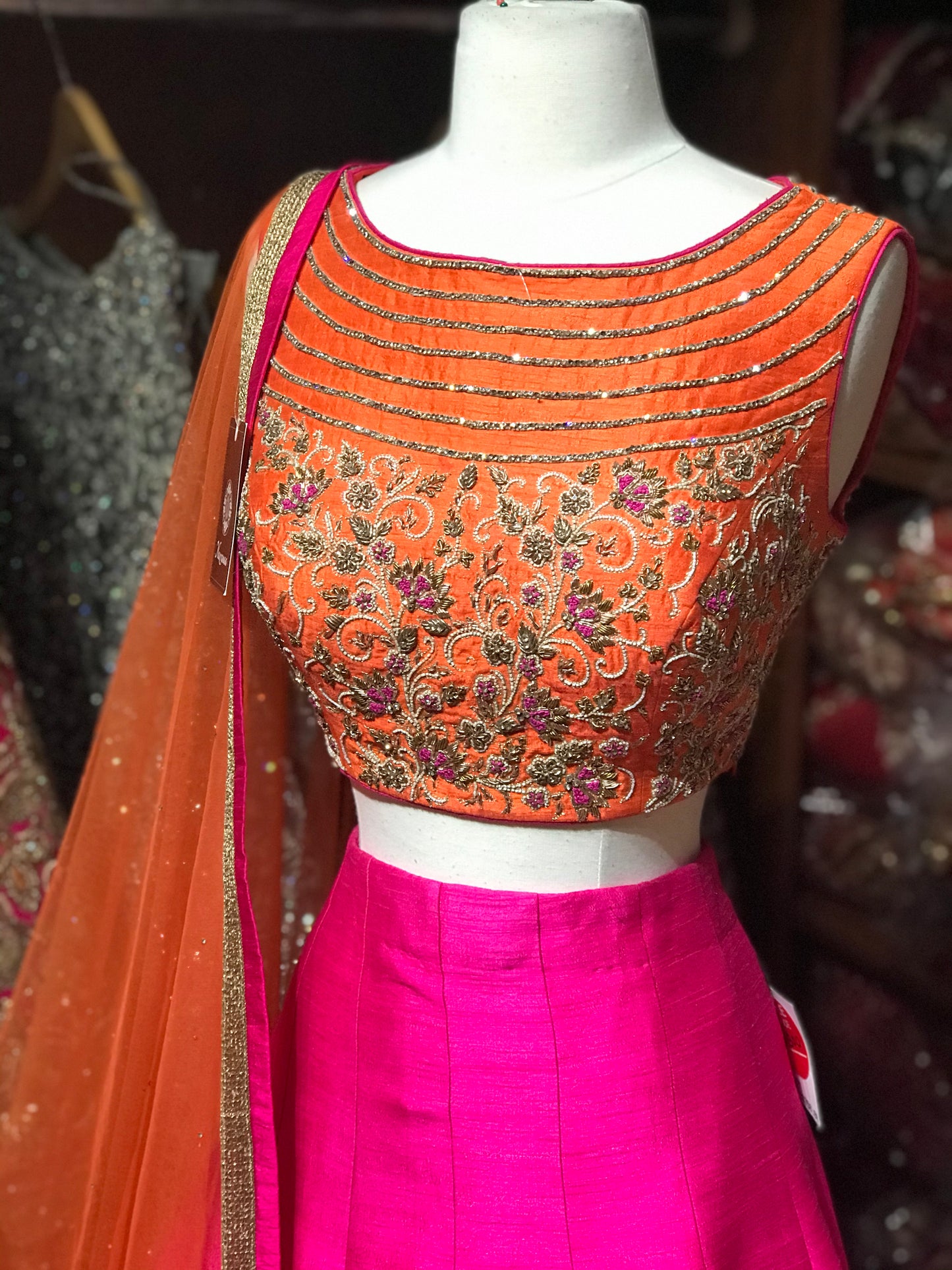 Orange Pink Size 38 Lehenga