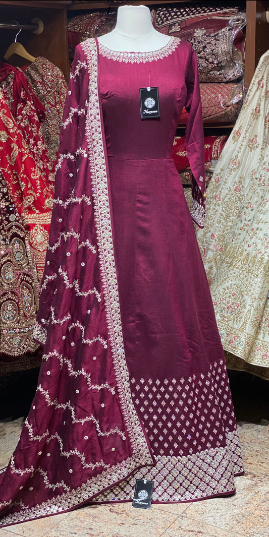 Rosewood Red Anarkali PWA-103