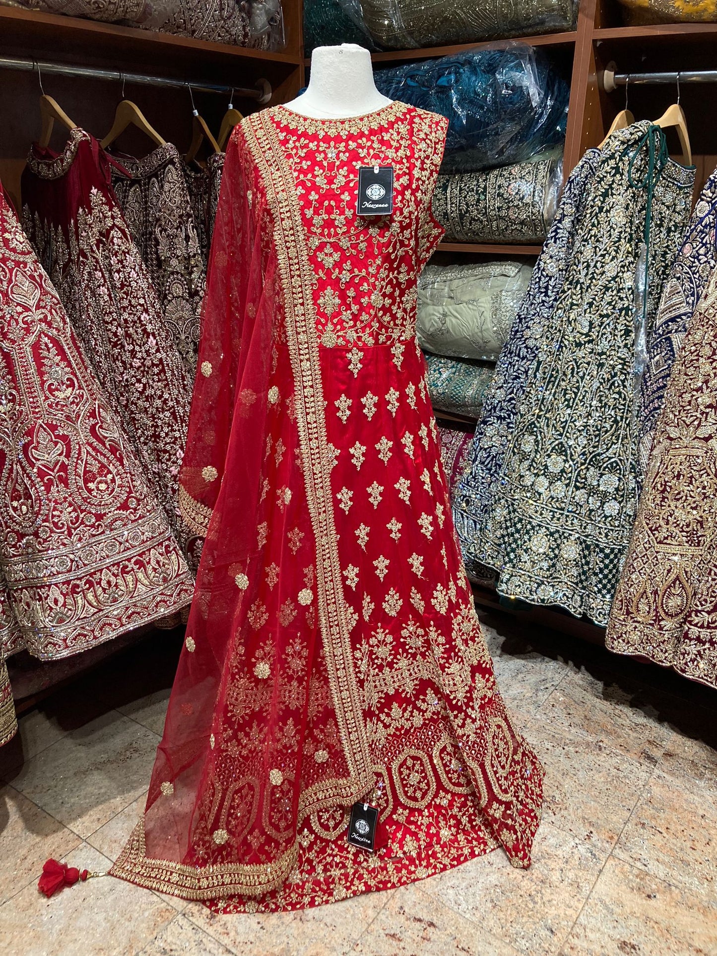 Bright Red Anarkali PWA-116