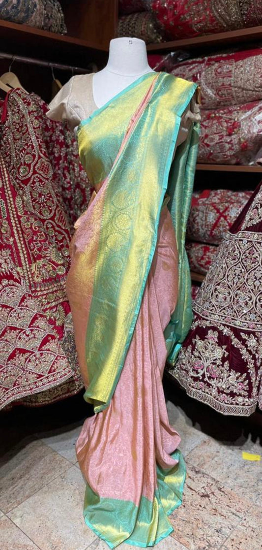 Pastel Pink Pure Silk Kanjeevaram Saree PSK-010