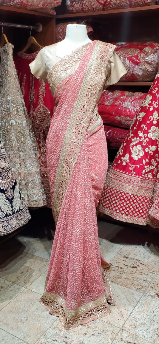 Rose Pink Saree PWS-045