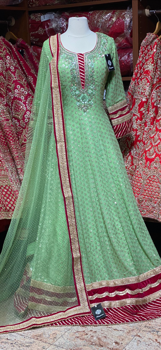 Aquamarine Green Anarkali PWA-036