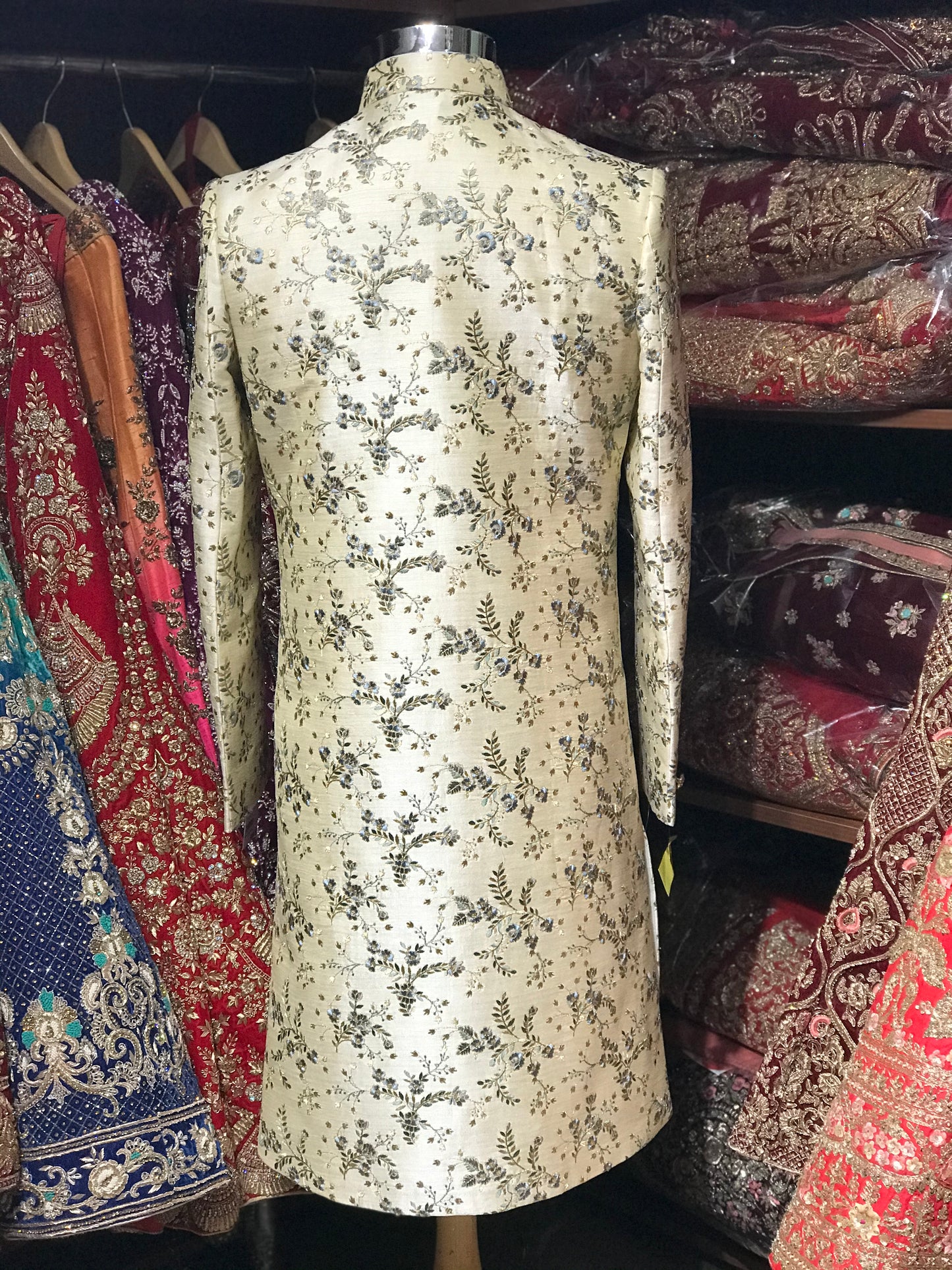 Cream Floral Sherwani