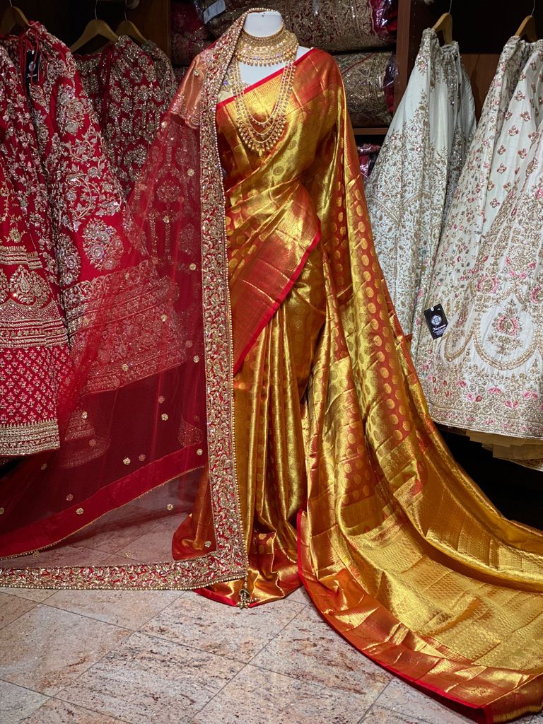 Orange Gold Pure Silk Kanjeevaram Saree PSK-05