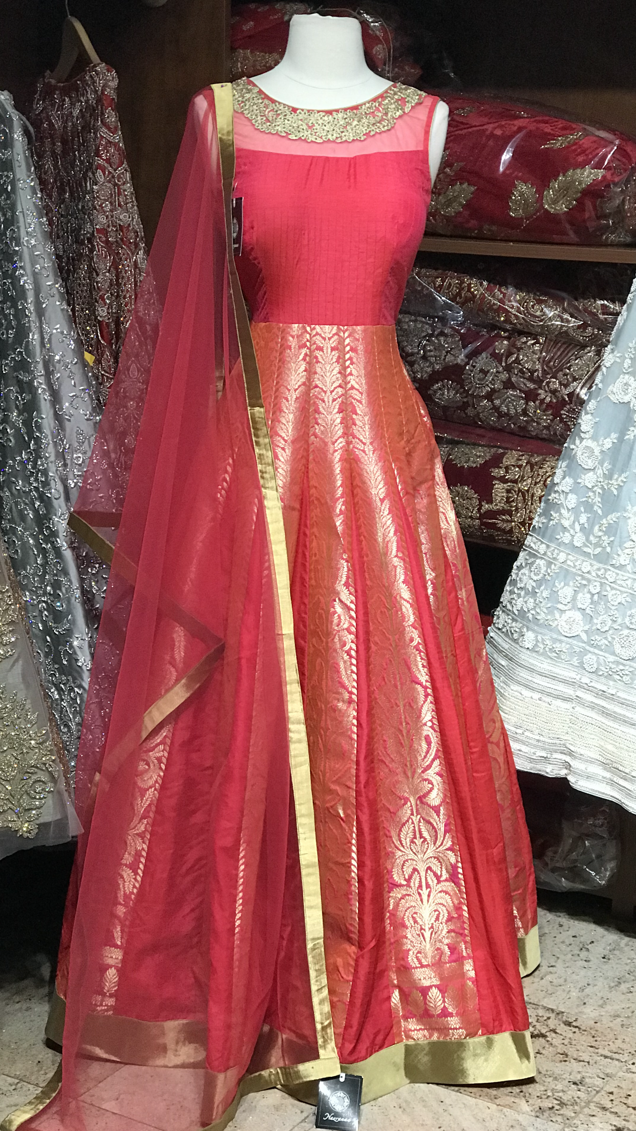 Coral Size 38 Banarasi Anarkali