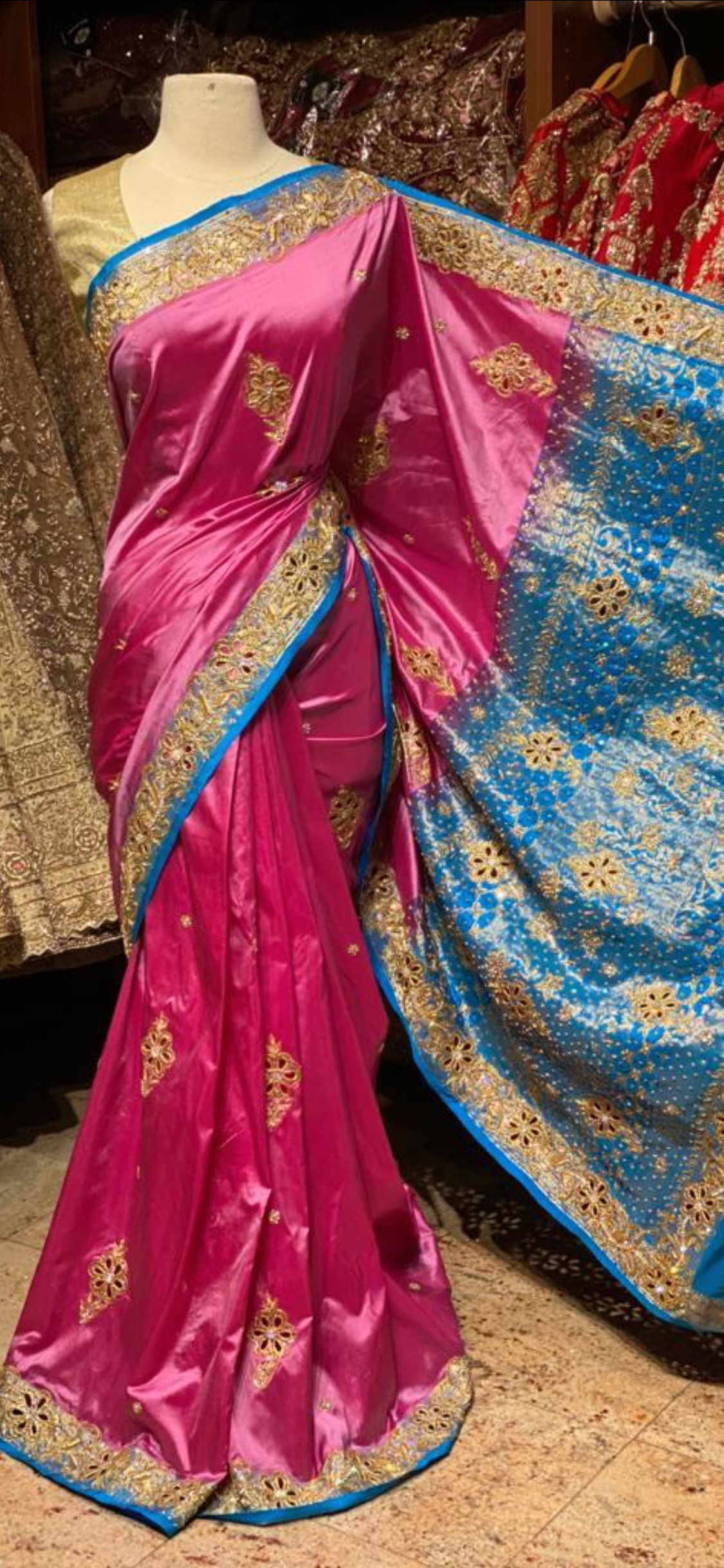 Pink And Blue Pure Silk Kanjeevaram Saree PSK-02