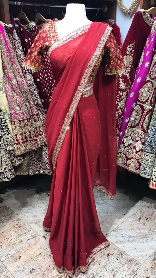 Maroon Bridesmaid's Saree