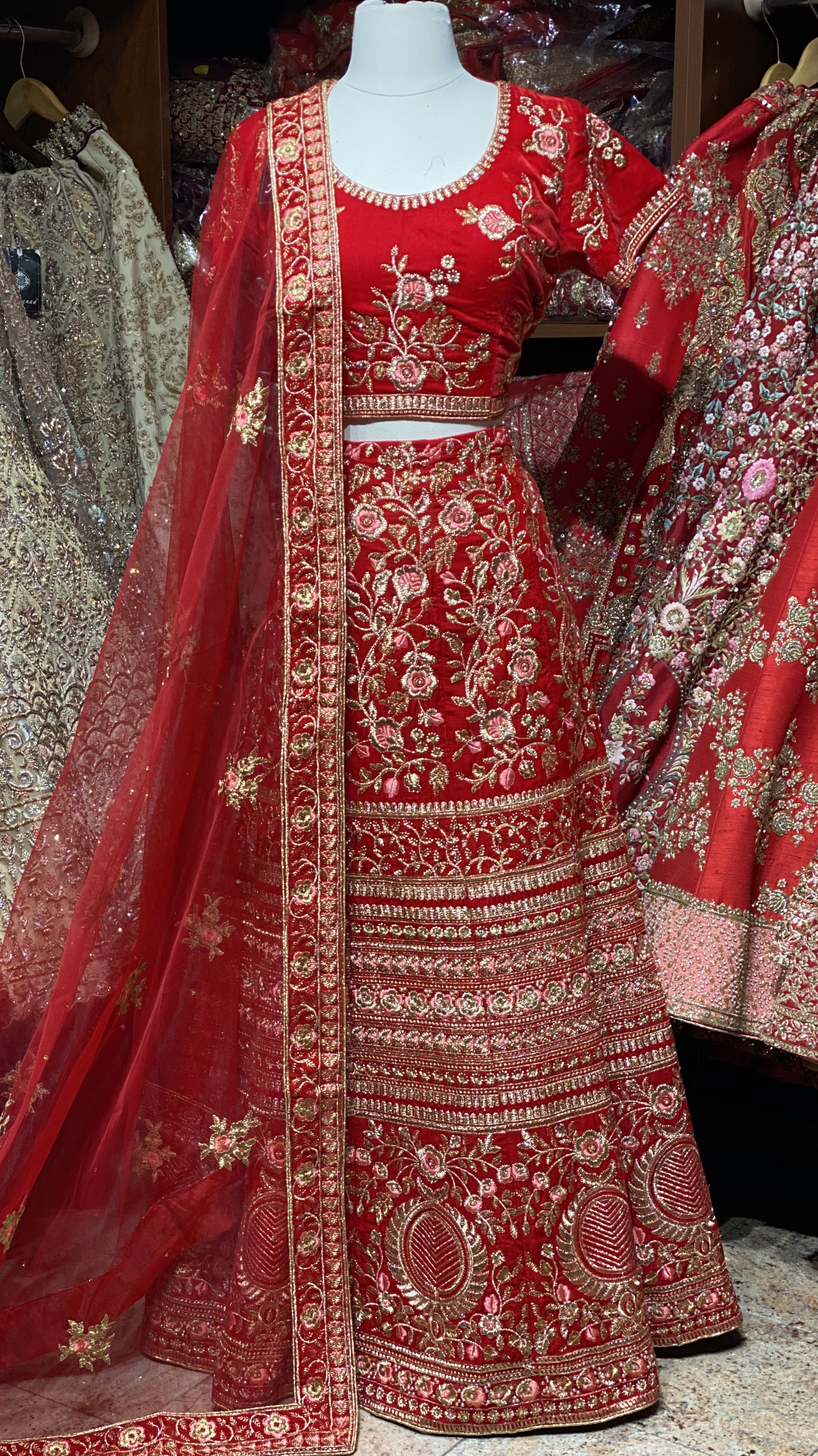 Crimson Red Party Wear Lehenga PWL-006