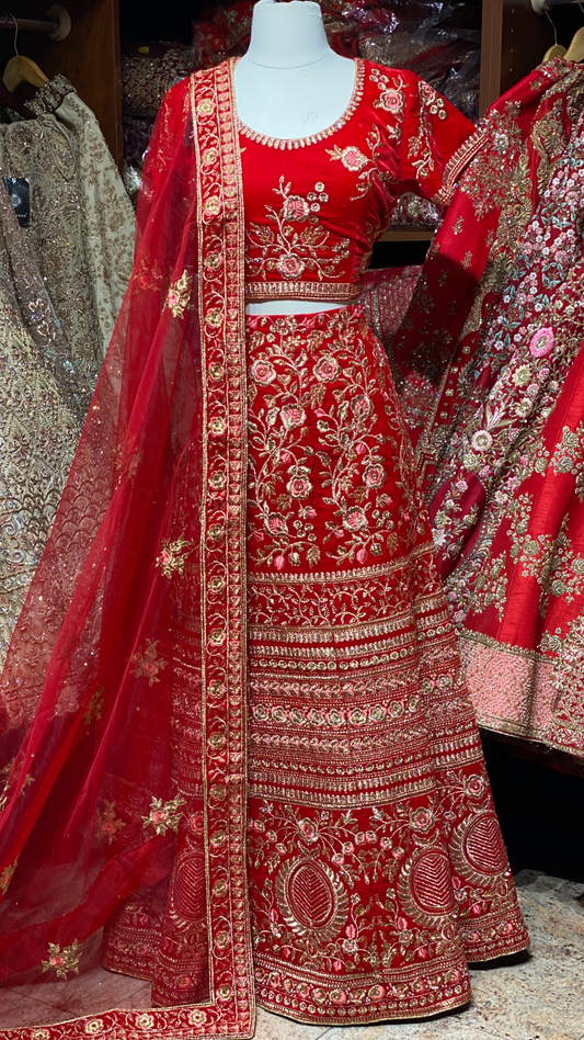 Crimson Red Party Wear Lehenga PWL-006