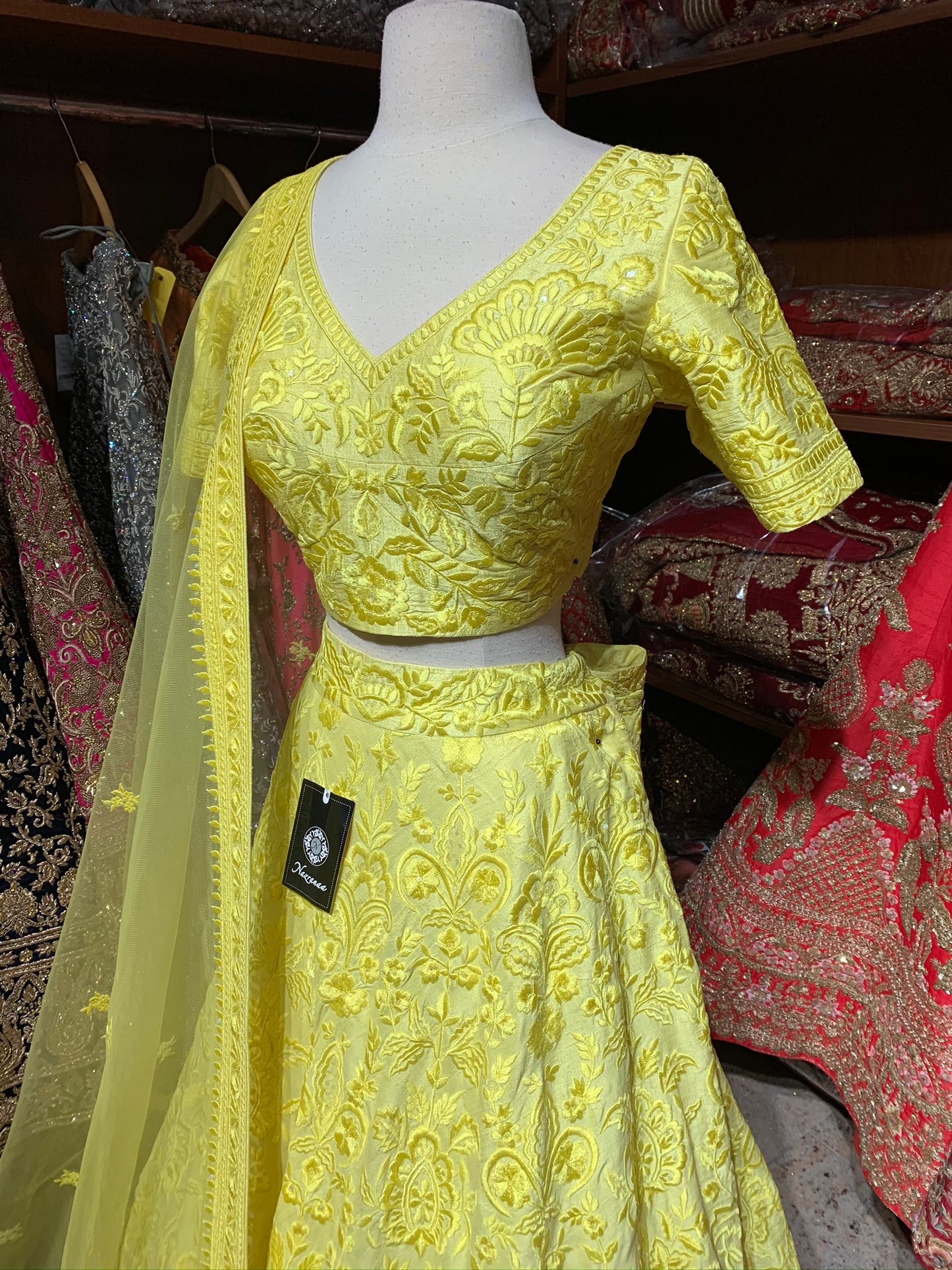 Yellow Size 38 Tonal Embroidery Lehenga