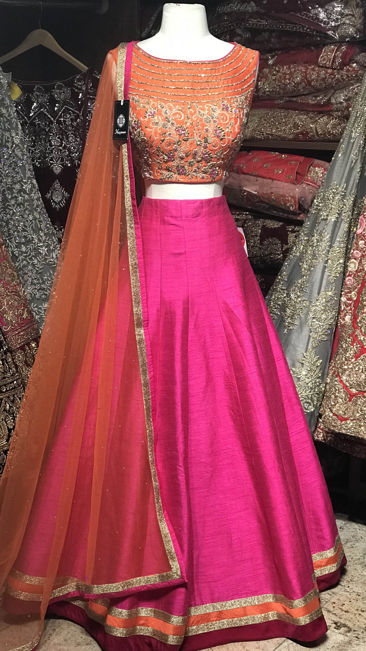 Orange Pink Size 38 Lehenga