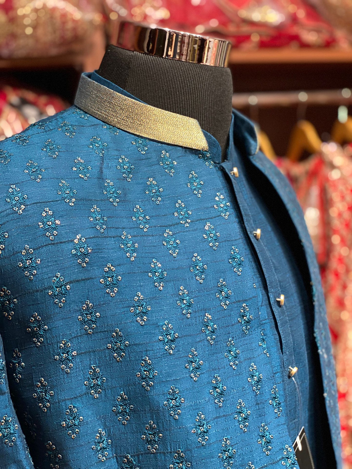 Indigo Blue Sequins Indo Western Embroidered Sherwani