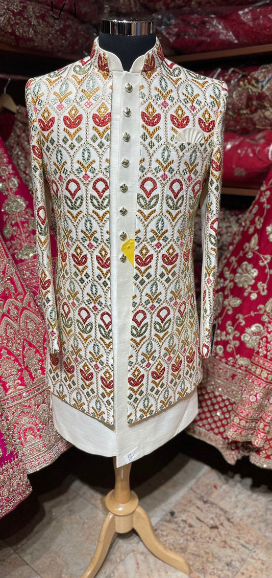 Off White Indo Western Sherwani-U2-545