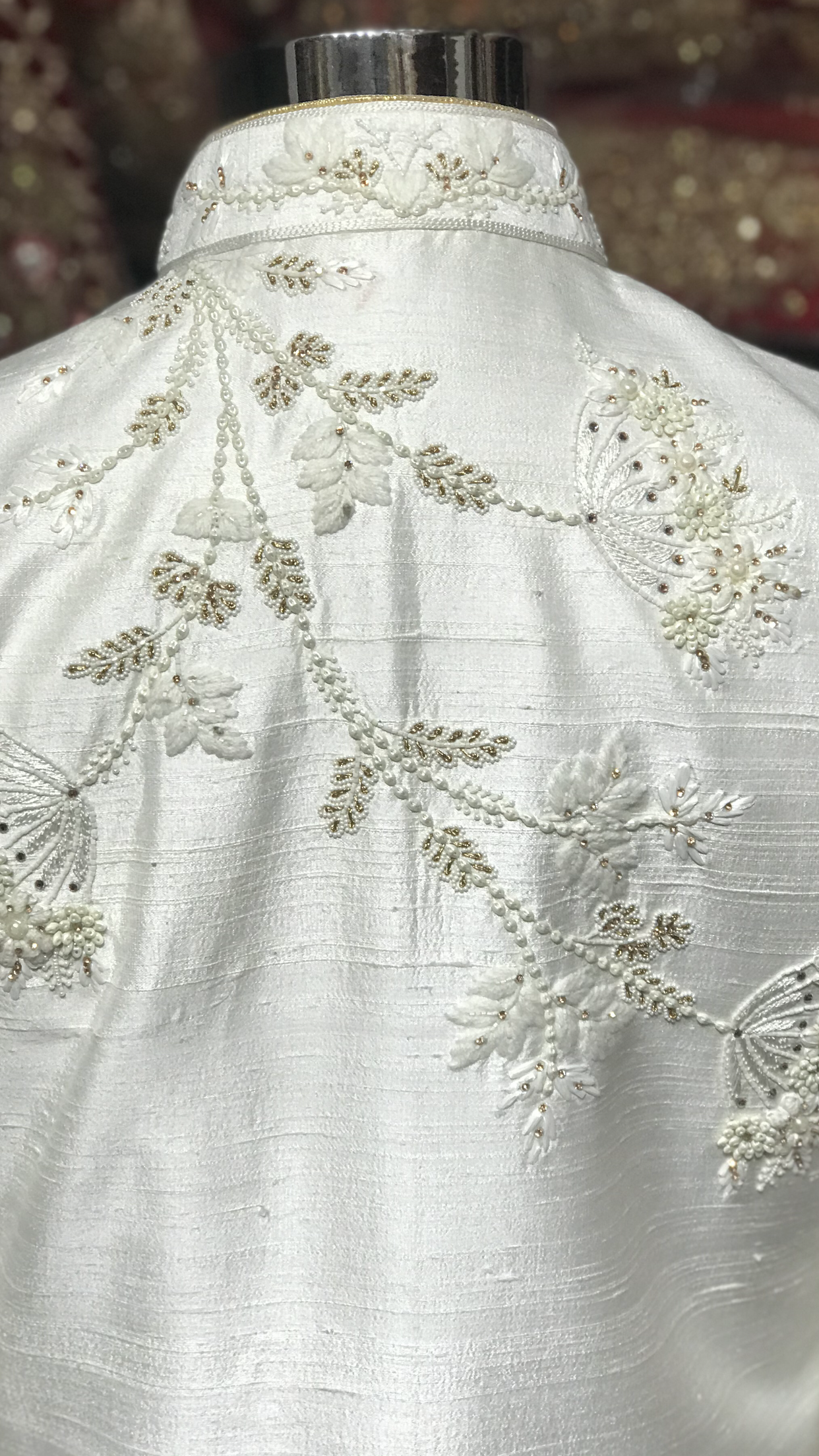 White Raw Silk Sherwani