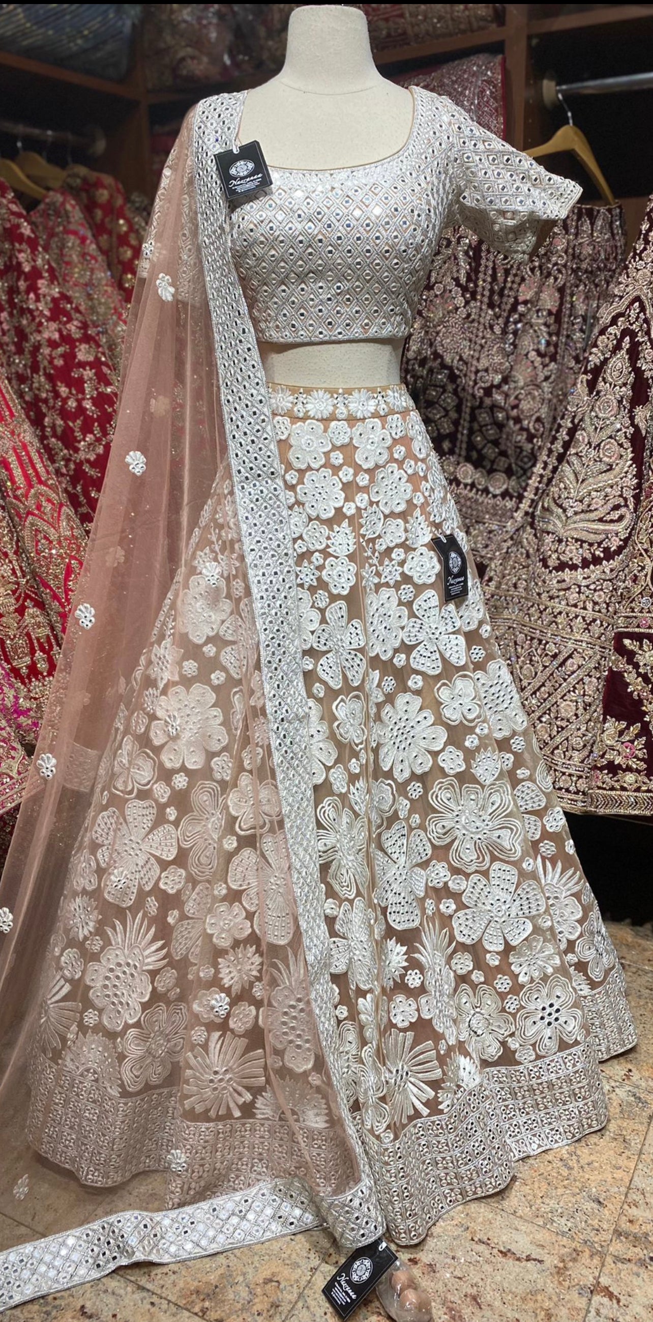 Salmon Peach Luxury Collection Bridal Wear Lehenga BWL- 230