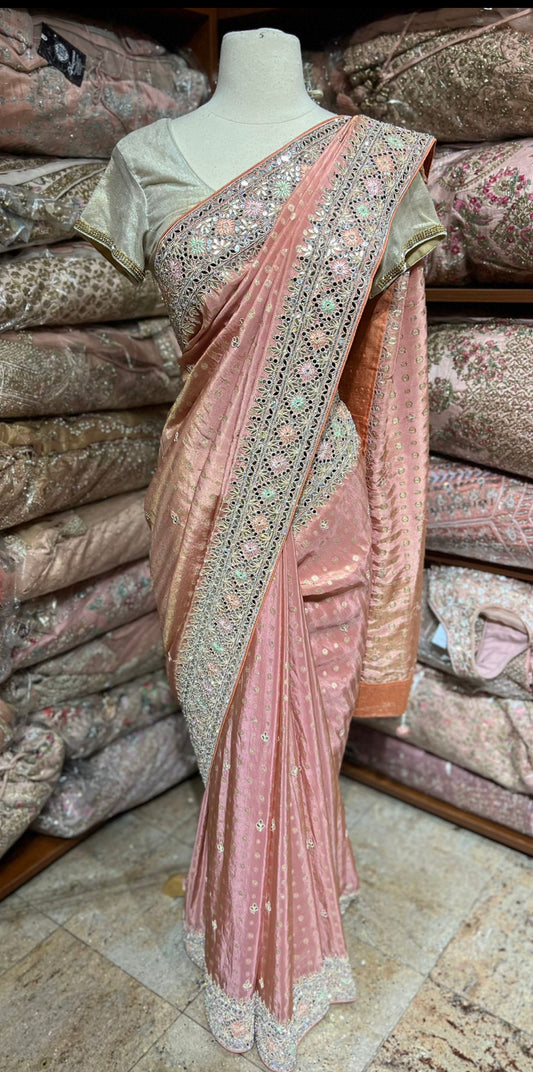 Salmon Peach Saree PWS-182