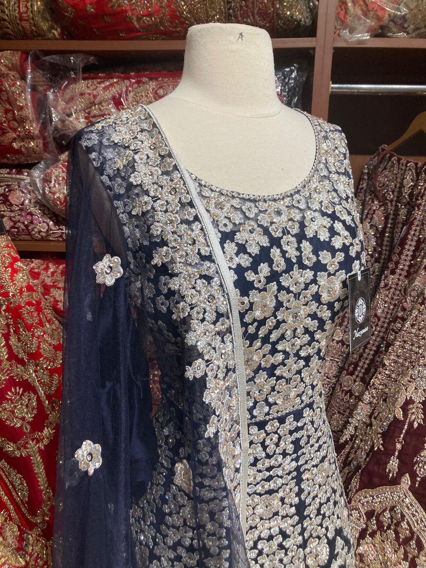 Prussian Blue Anarkali PWA-114