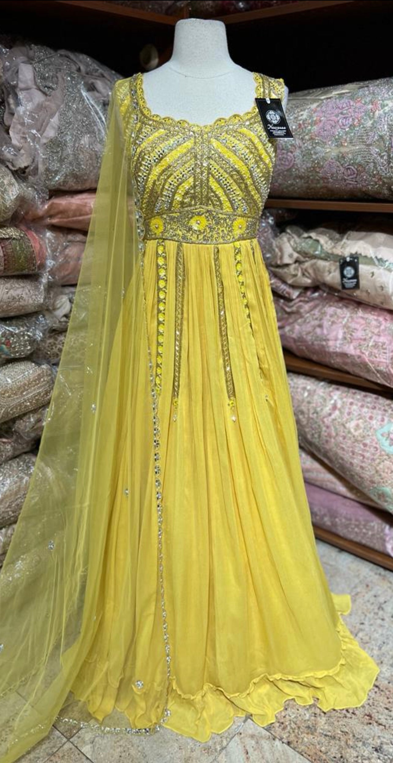 Lemon Yellow Anarkali PWA-148