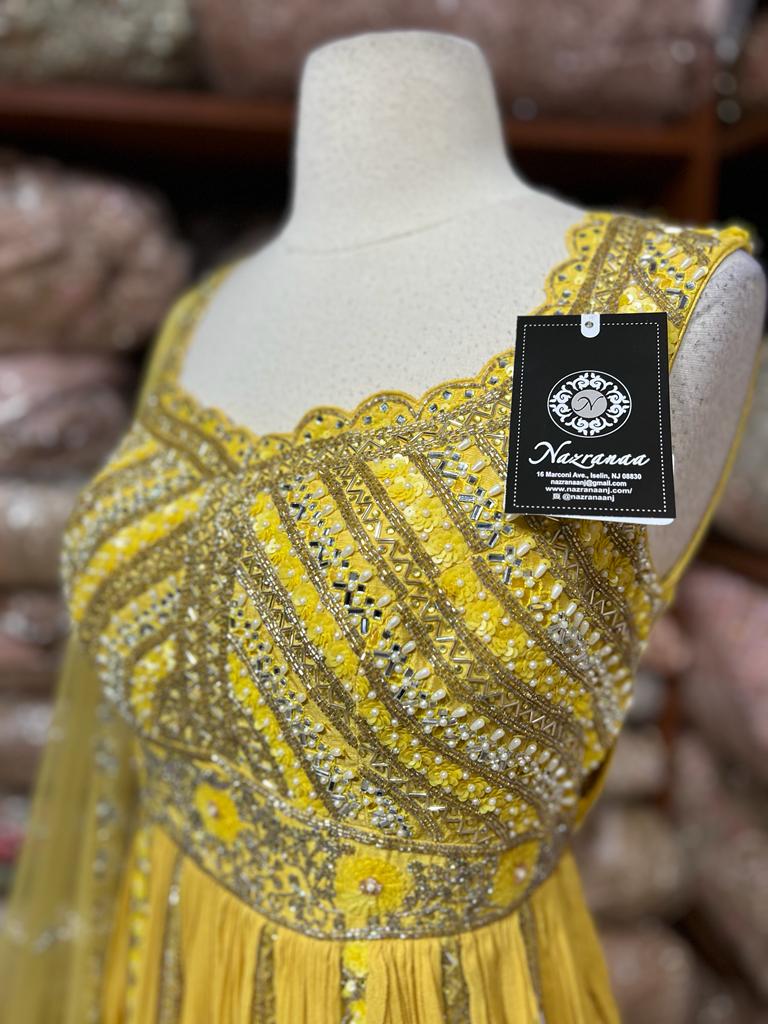 Lemon Yellow Anarkali PWA-148