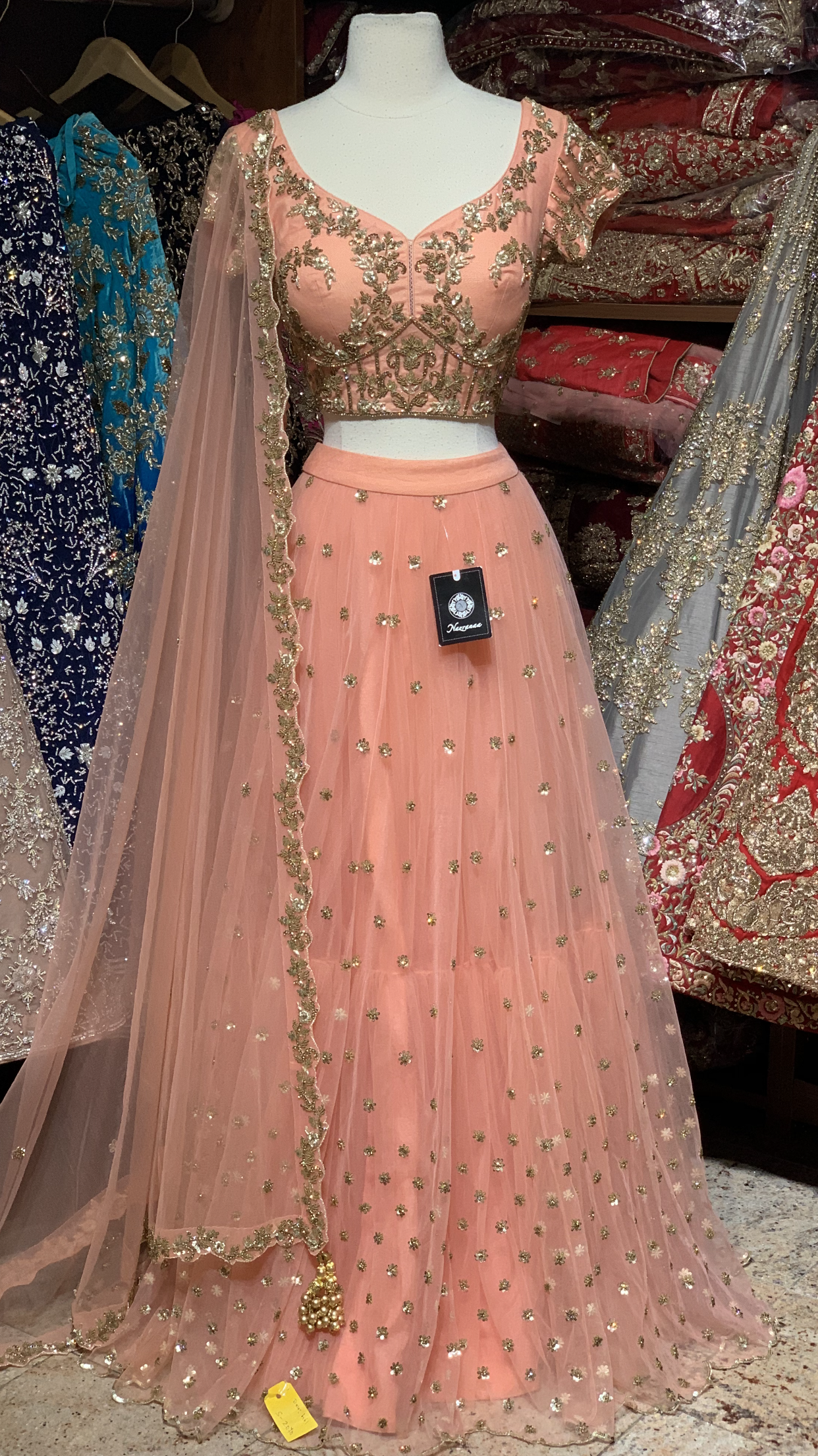 Peach Size 38 Tulle Lehenga