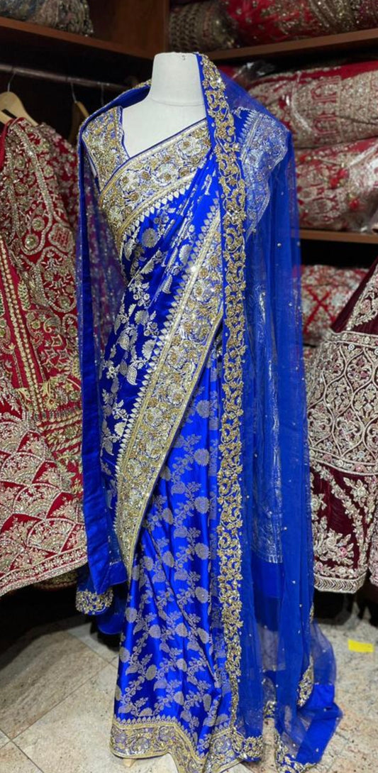 Royal Blue Pure Silk Saree PSK-09