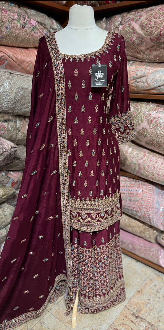 Rosewood Red Party Wear Suit Collection PWS-188