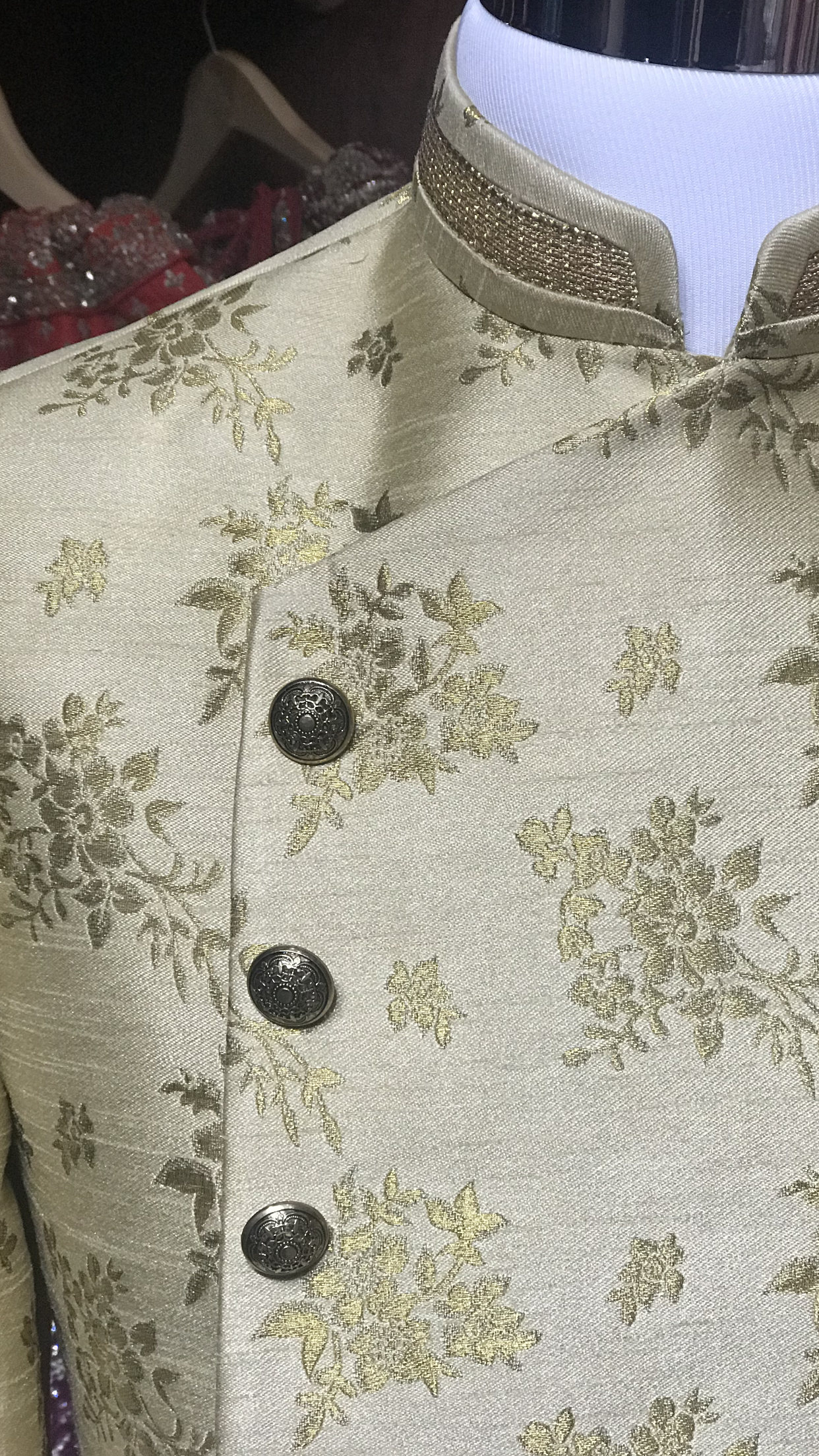 Gold Floral Print Sherwani