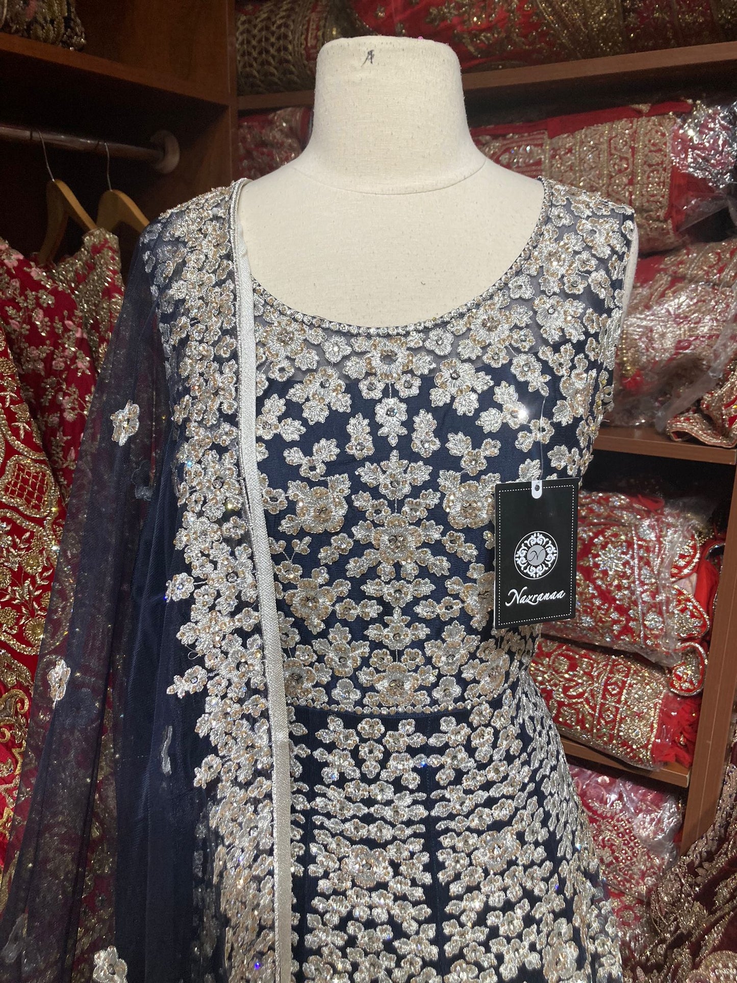 Prussian Blue Anarkali PWA-114