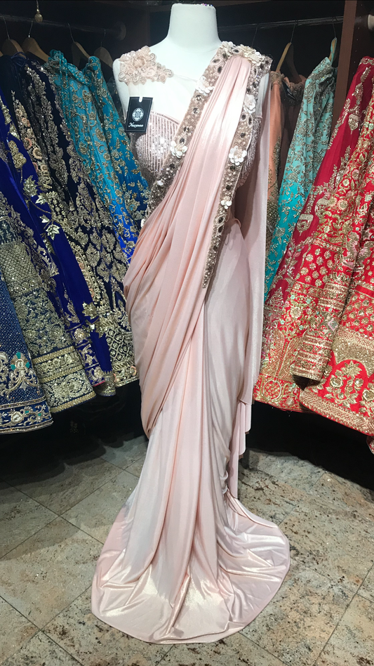 Blush Pre-Stitched Saree W/ Readymade Blouse PSS-13