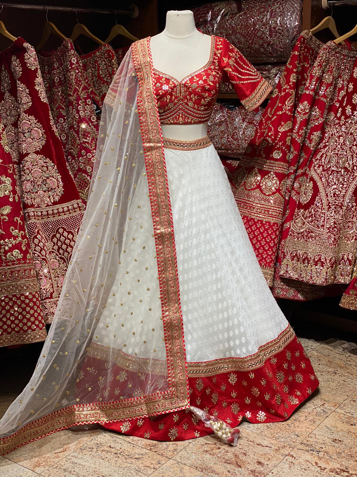 Exclusive Red & White Party Wear Lehenga PWL-084