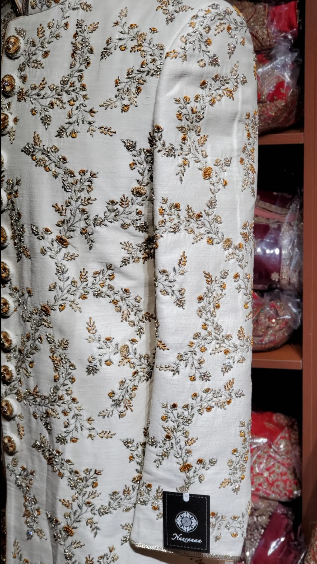 Ivory Yellow Resham Sherwani