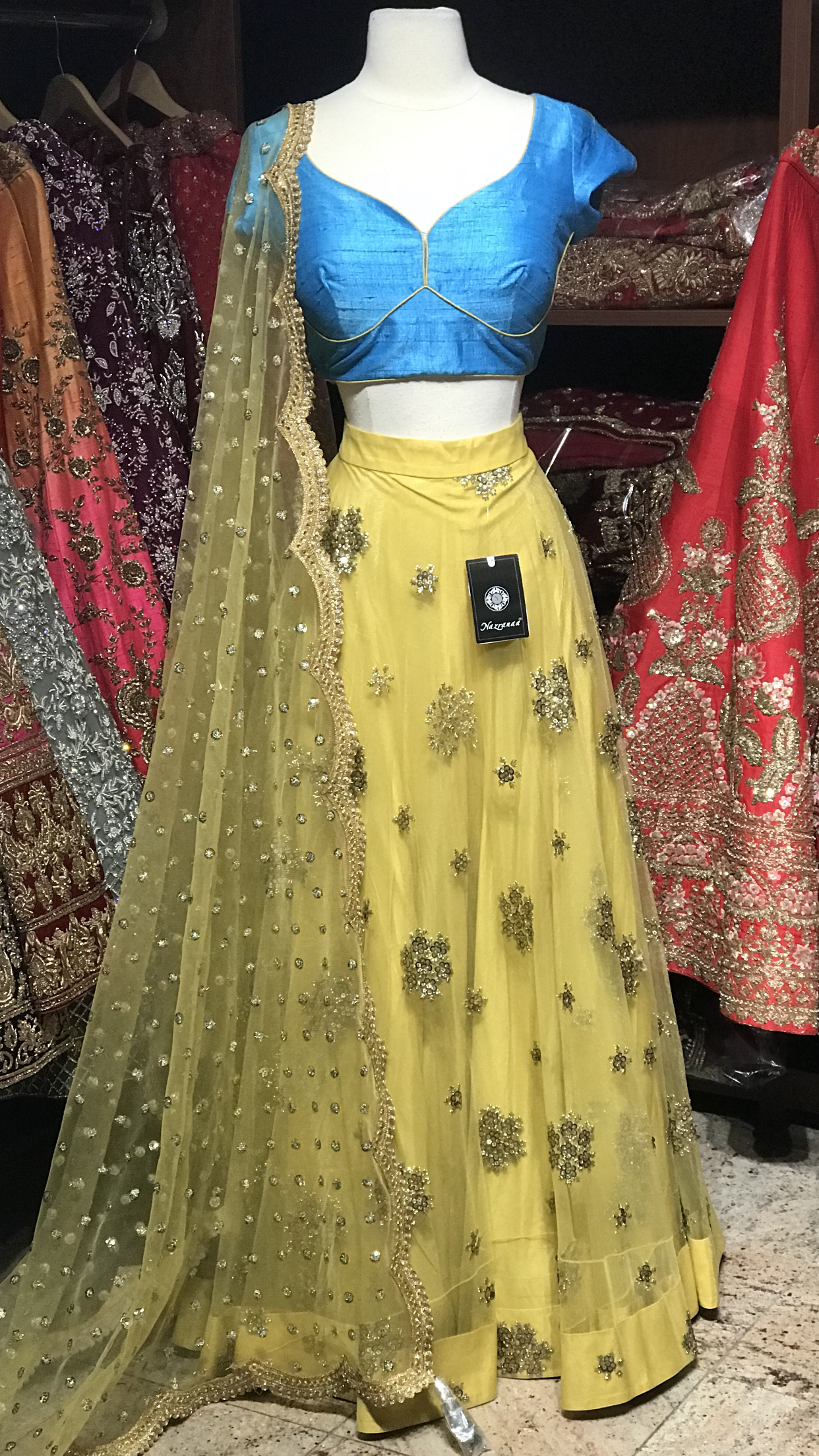 Yellow Blue Size 38 Lehenga