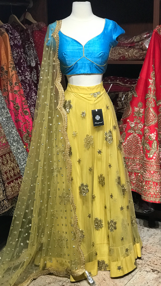 Yellow Blue Size 38 Lehenga