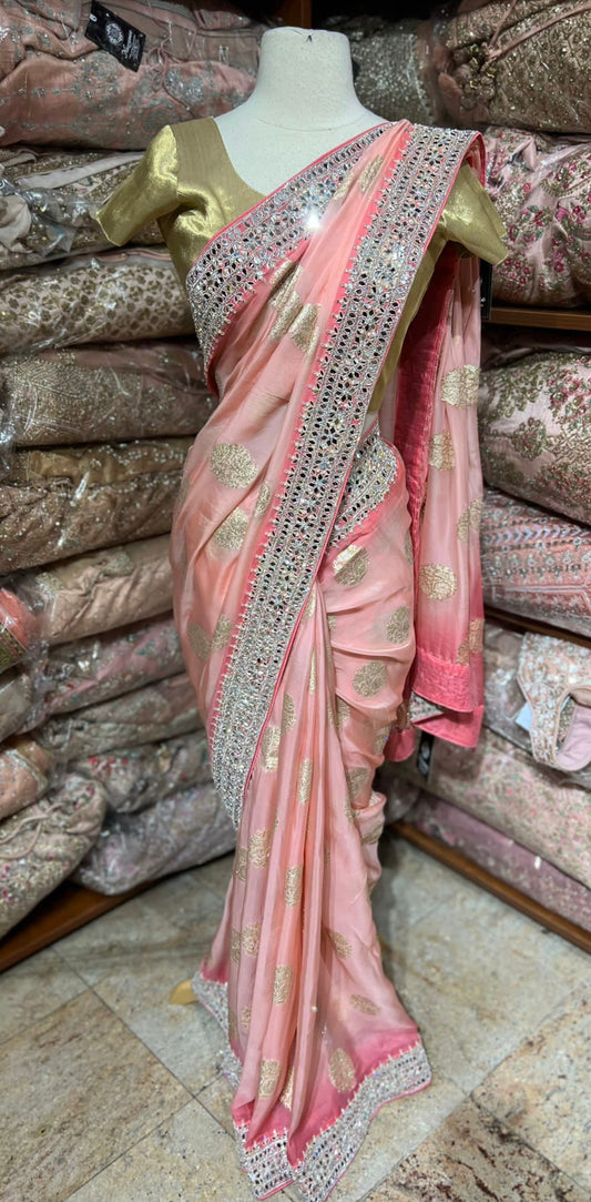 Coral Peach Saree PWS-184