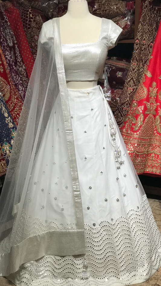 White Silver Size 38 Lehenga