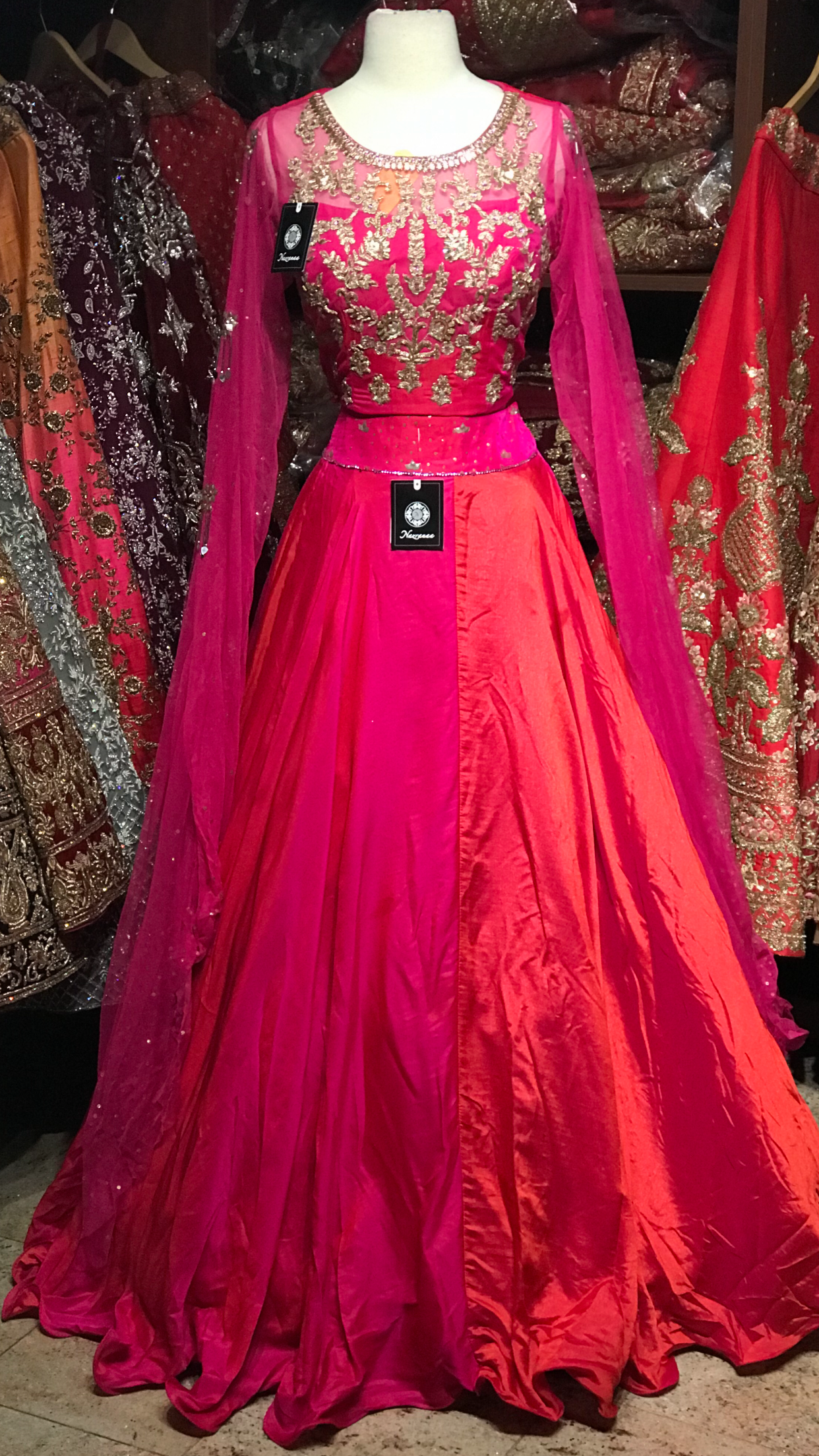 Pink Orange Size 38 Lehenga