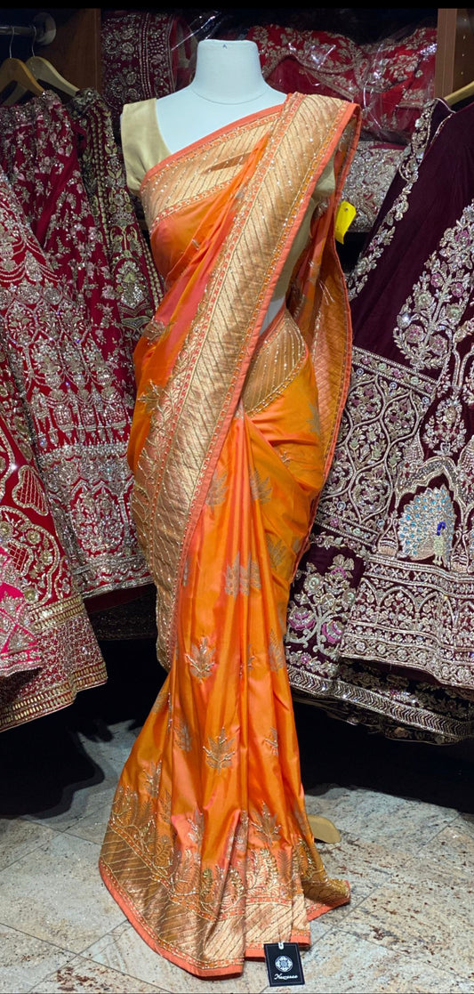 Neon Orange Saree PWS-126