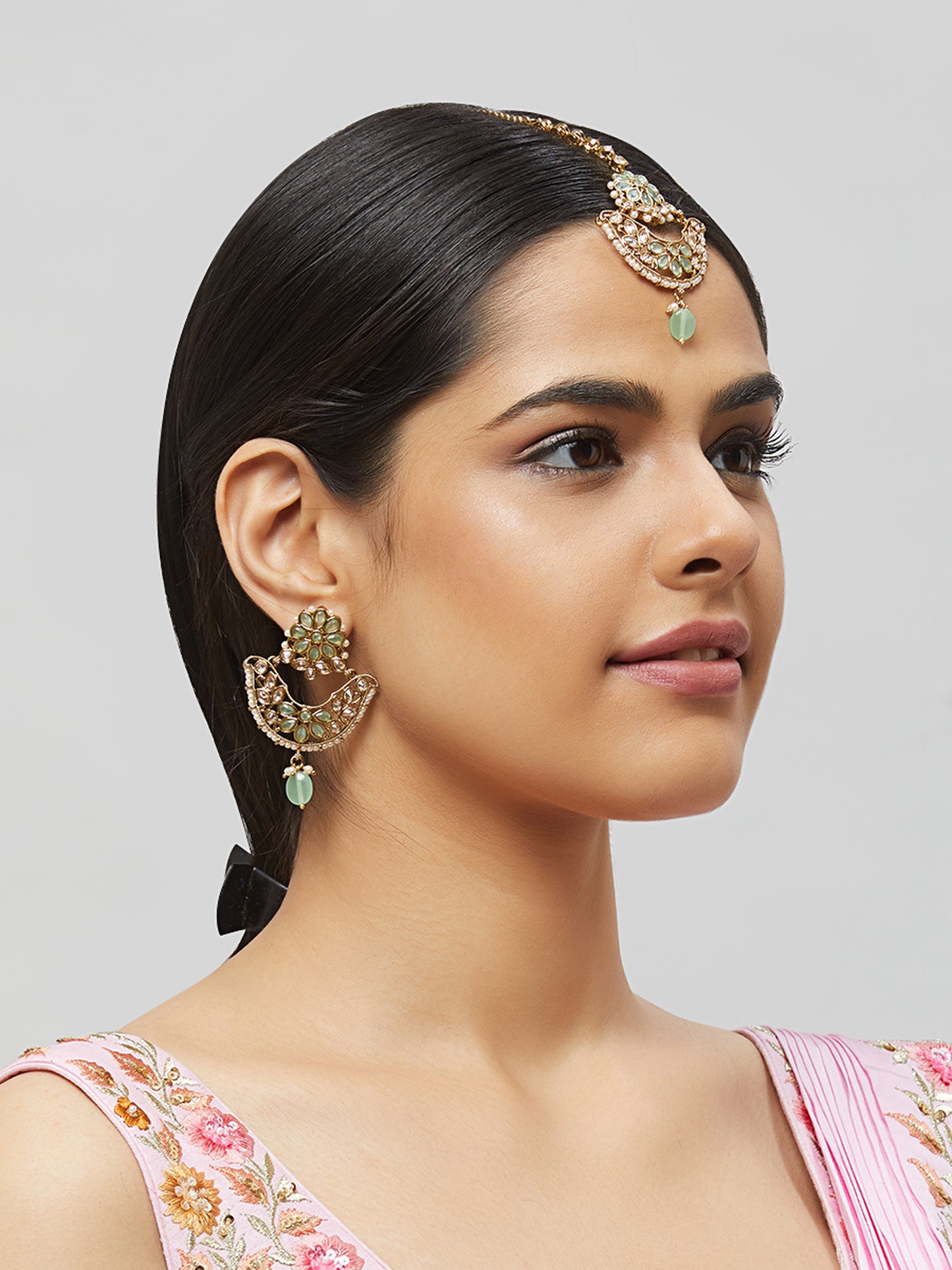 Kundan Pearl Earring with Mang Tikka ETD1