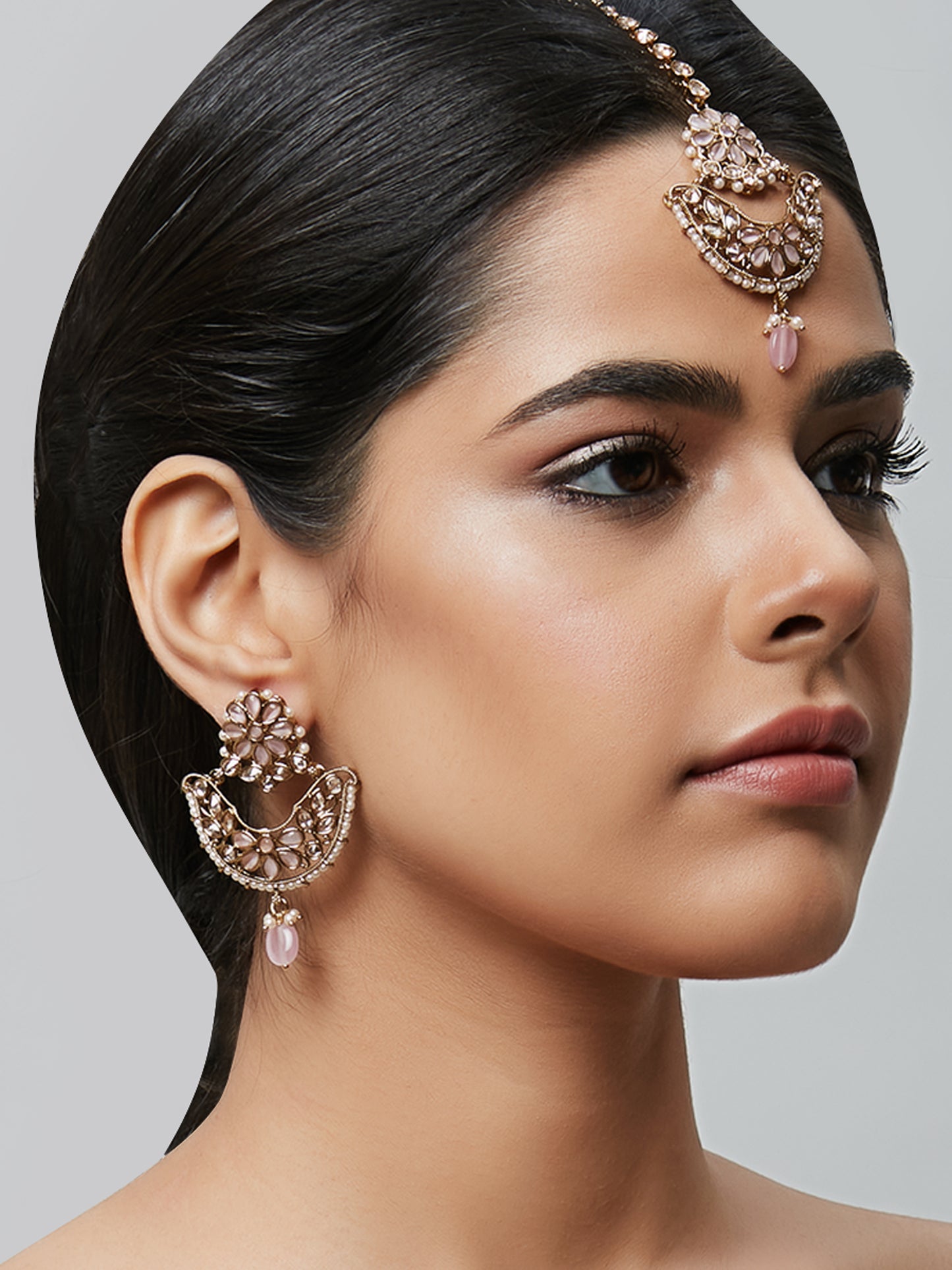 Kundan Pearl Earring with Mang Tikka ETD1