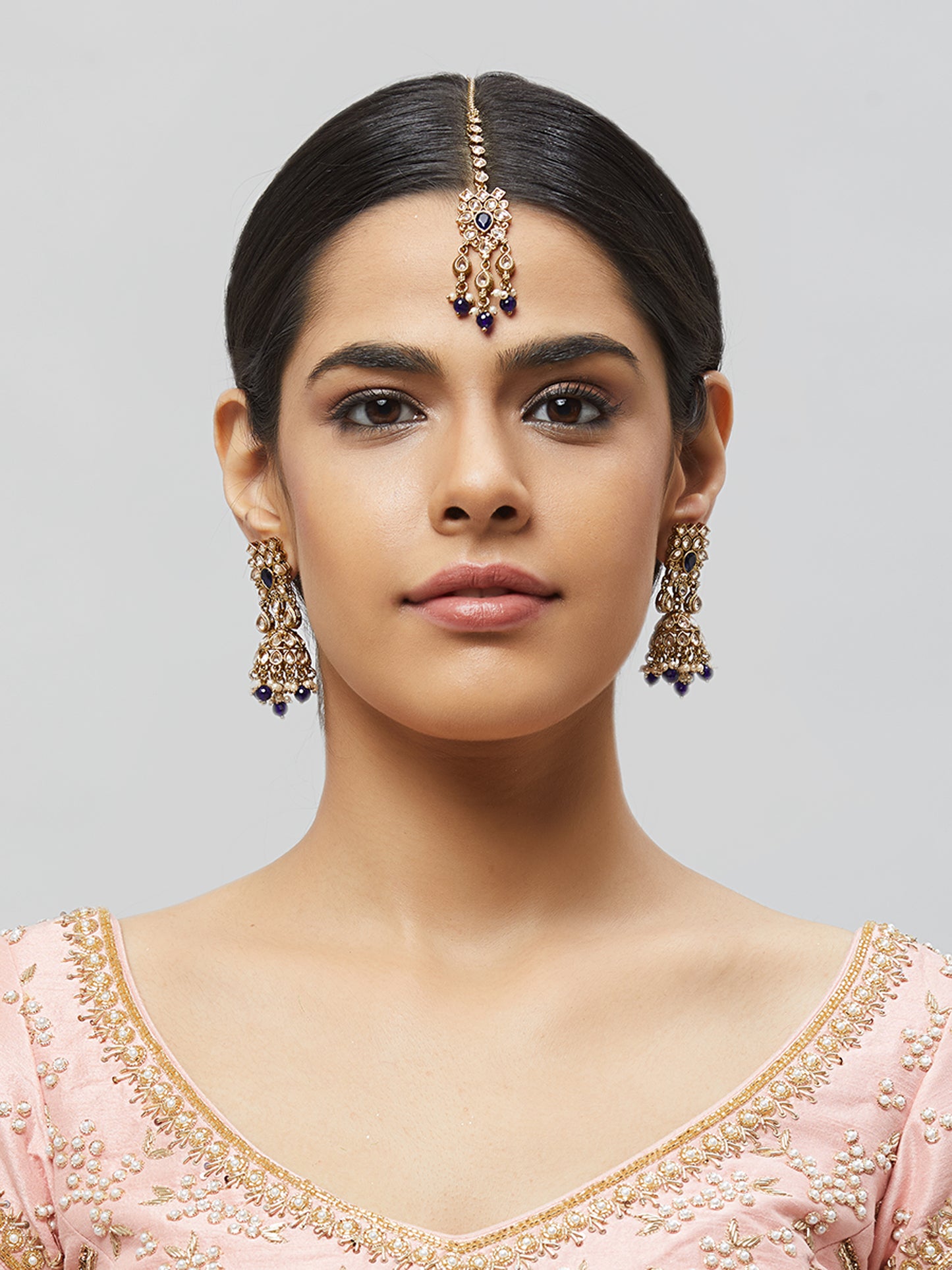 Kundan Pearl Earring with Mang Tikka ETD2