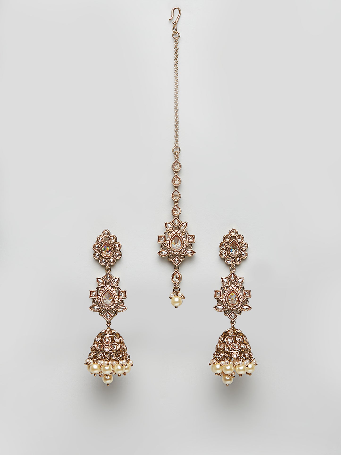 Kundan Pearl Earring with Mang Tikka ETD3