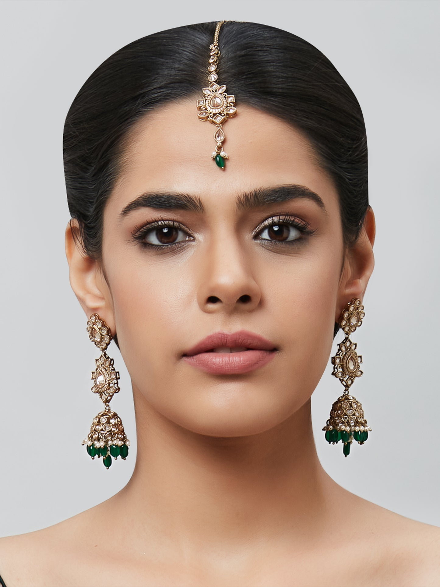 Kundan Pearl Earring with Mang Tikka ETD3